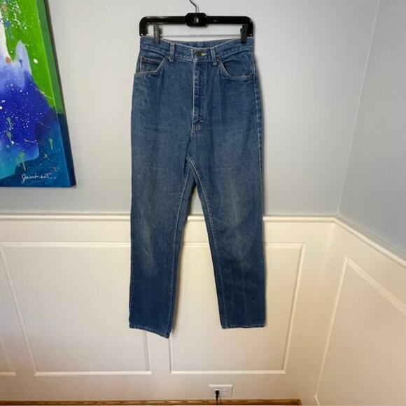 Vintage 70's 80's Denim Bean Ultra High Rise Mom Jeans Straight Union Made 28 - Picture 5 of 12